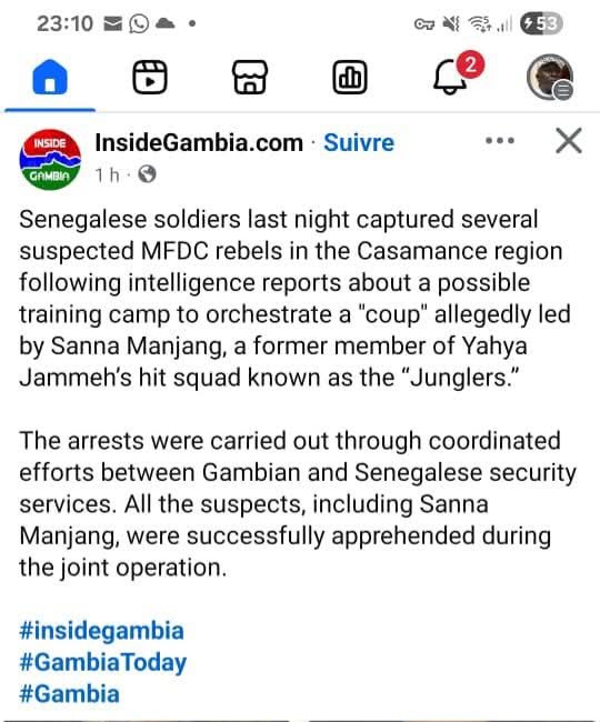 Gambie : arrestation du célèbre lieutenant colonel MANJANG.